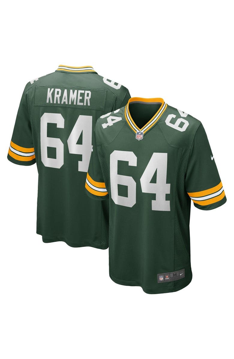 Nike Men's Nike Jerry Kramer Green Green Bay Packers Game Retired Player Jersey, Main, color, 