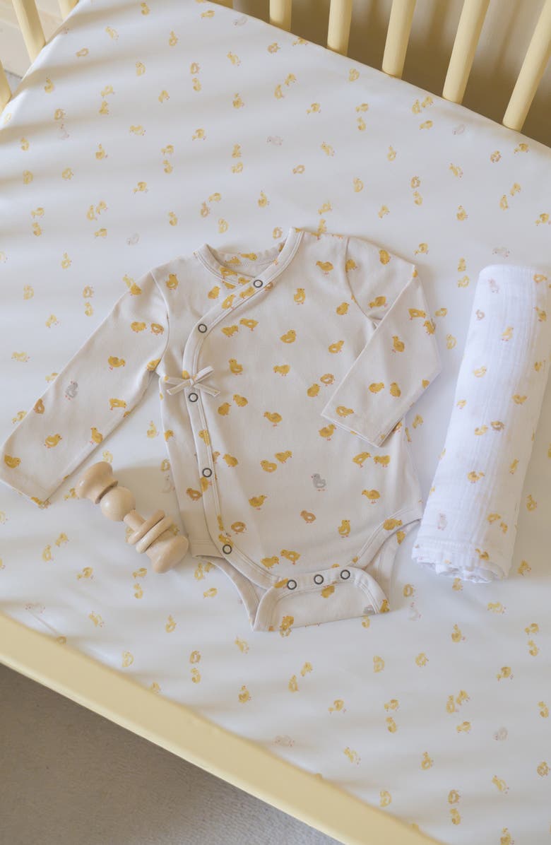 Pehr Littles Long Sleeve Organic Cotton Romper, Alternate, color, Cheerful Chick