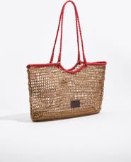 Bimba y Lola Large Dark Raffia-Effect Shopper Bag