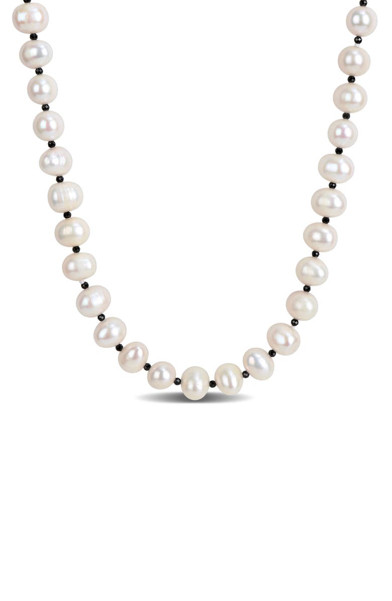 DELMAR Cultured White Pearl & Black Spinel Long Necklace, Main, color, 