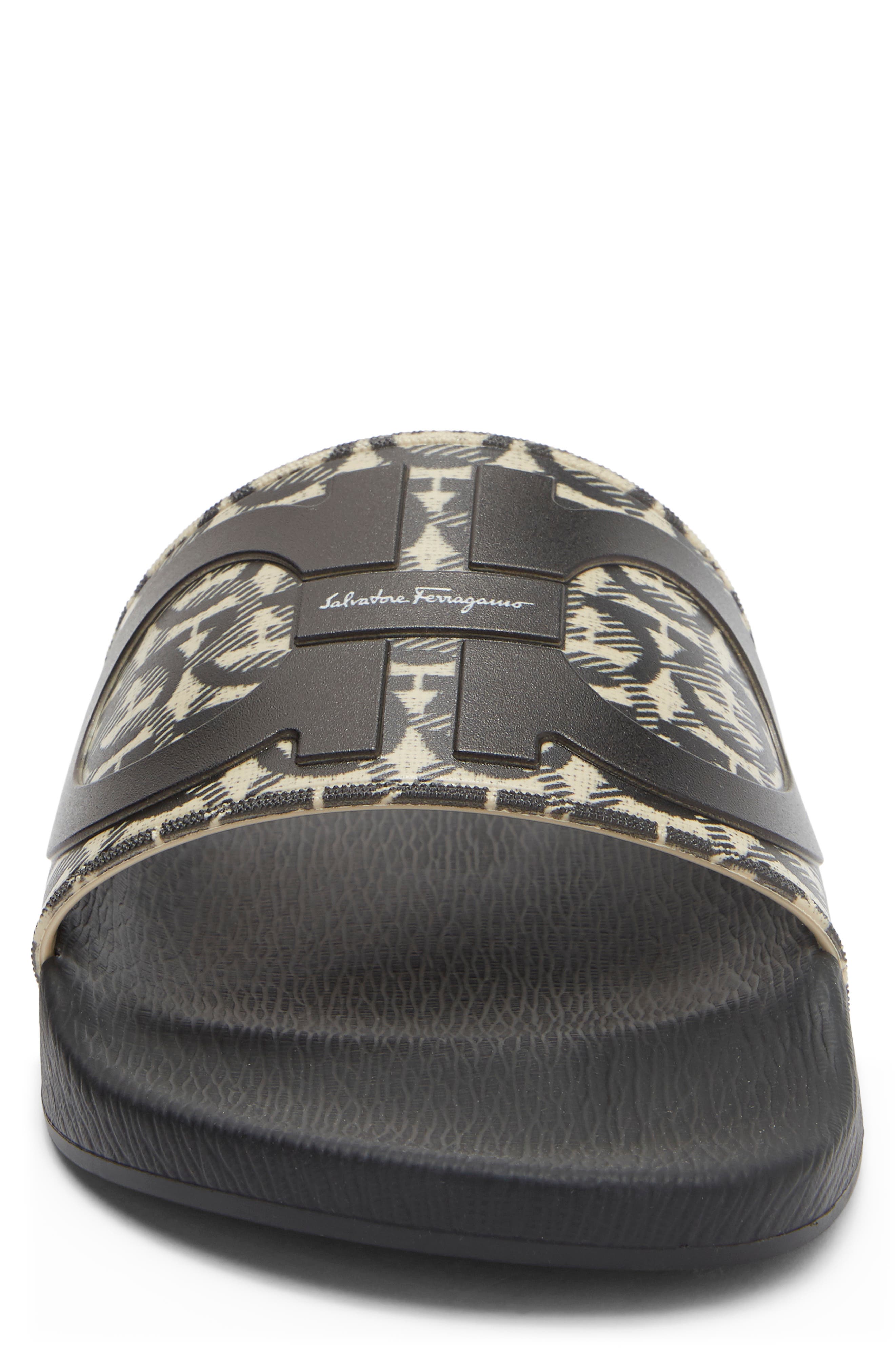Salvatore Ferragamo Groove 6 Slide Sandal, Alternate, color, BEIGE/ NERO
