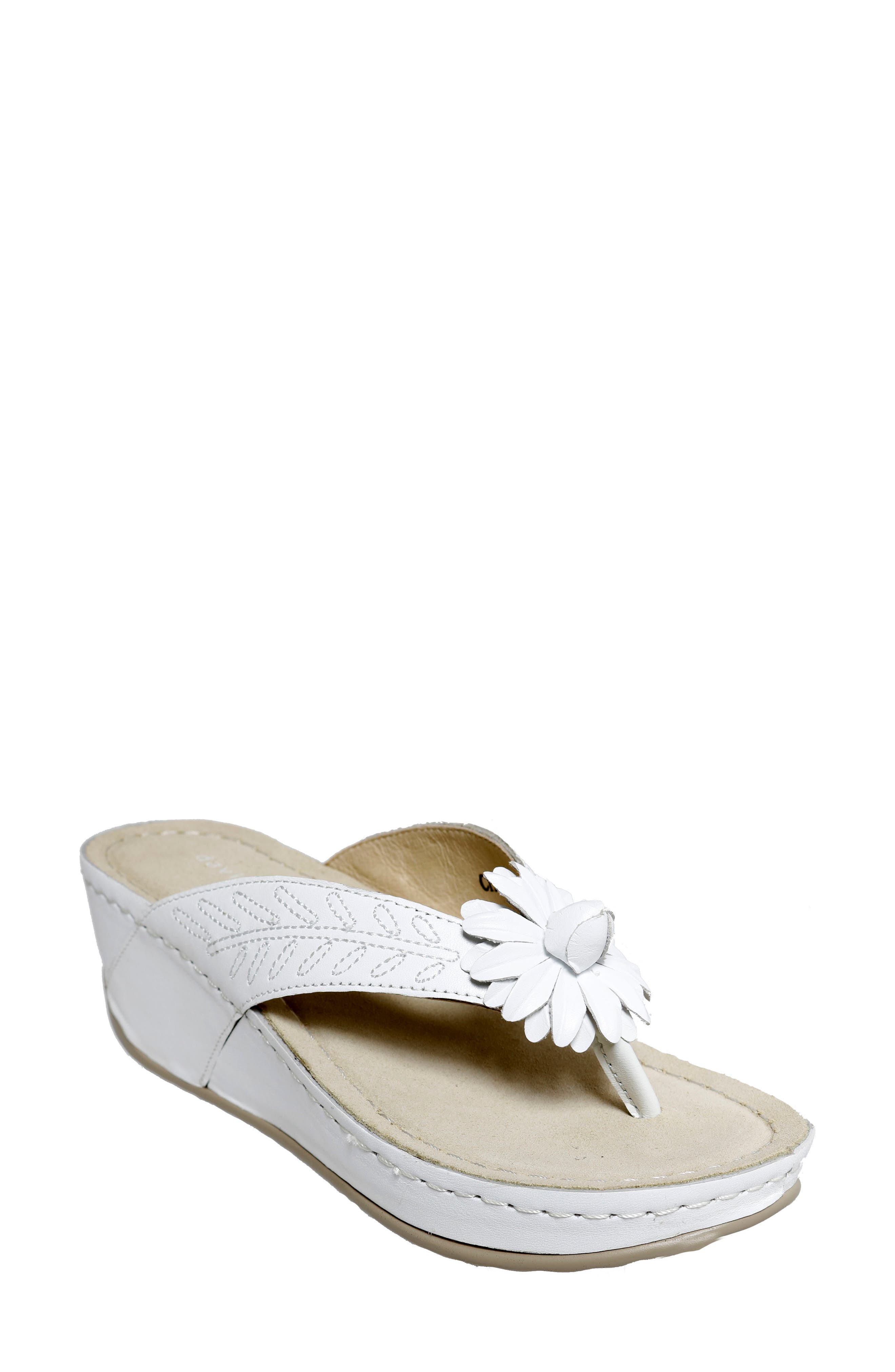 Goldie Wedge Flip Flop, Main, color, WHITE
