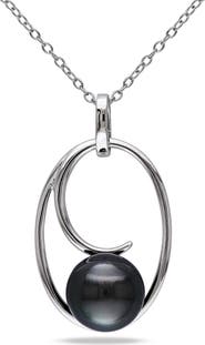 DELMAR Sterling Silver 9.5-10mm Cultured Freshwater Pearl Pendant Necklace