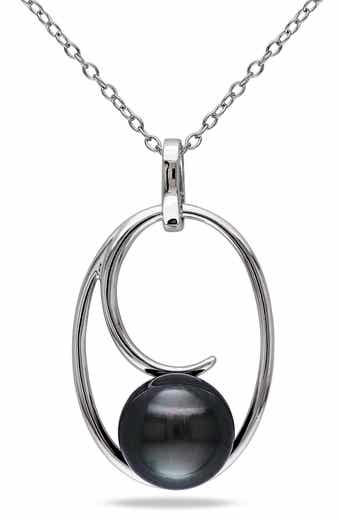 DELMAR Sterling Silver 9.5-10mm Cultured Freshwater Pearl Pendant Necklace