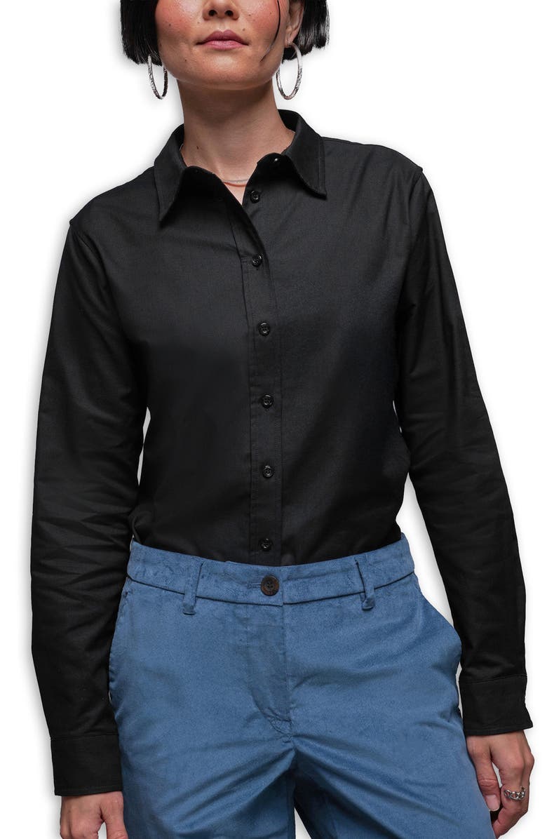 WILDFANG The Essential Long Sleeve Oxford Button Up, Main, color, Black