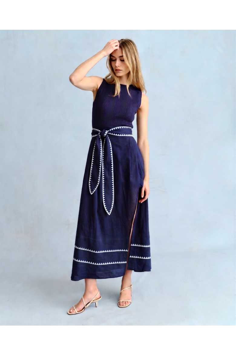 Isadora Midi Dress, Alternate, color, Midnight Blue