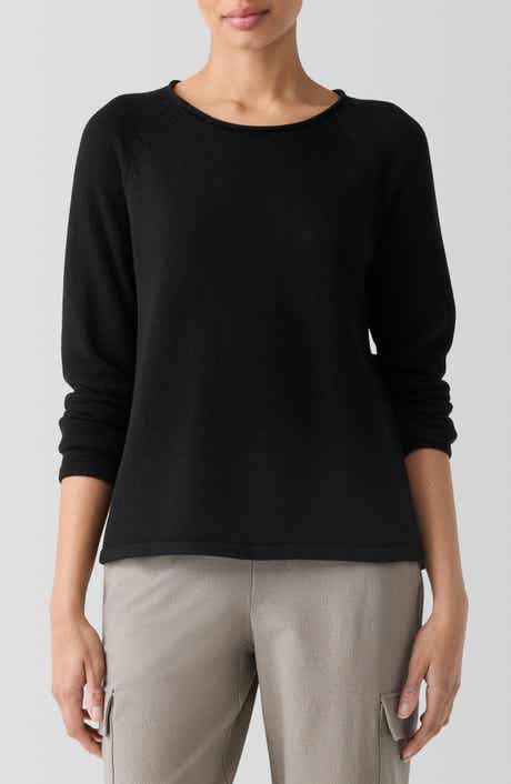 Eileen Fisher Raglan Sleeve Organic Cotton Blend Sweater