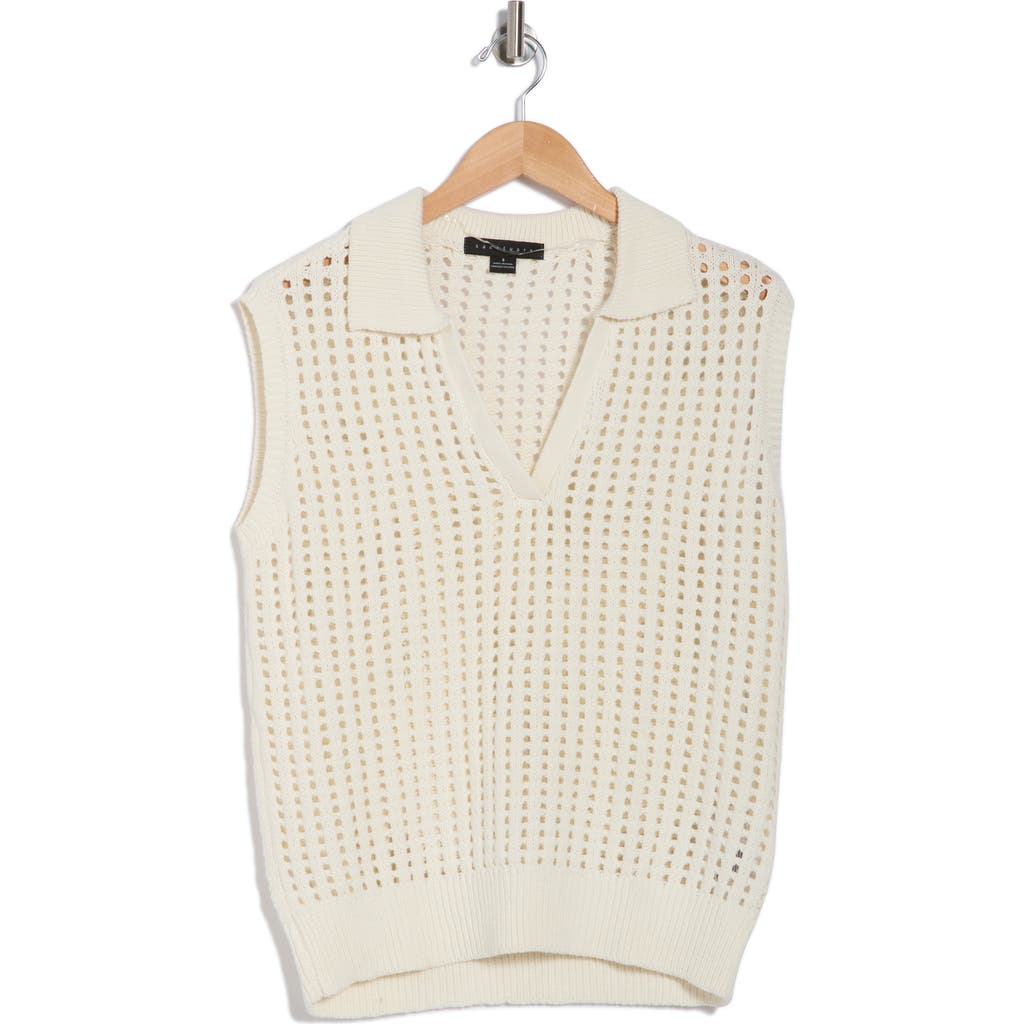 Sanctuary Open Stitch Polo Sweater Vest In Milk