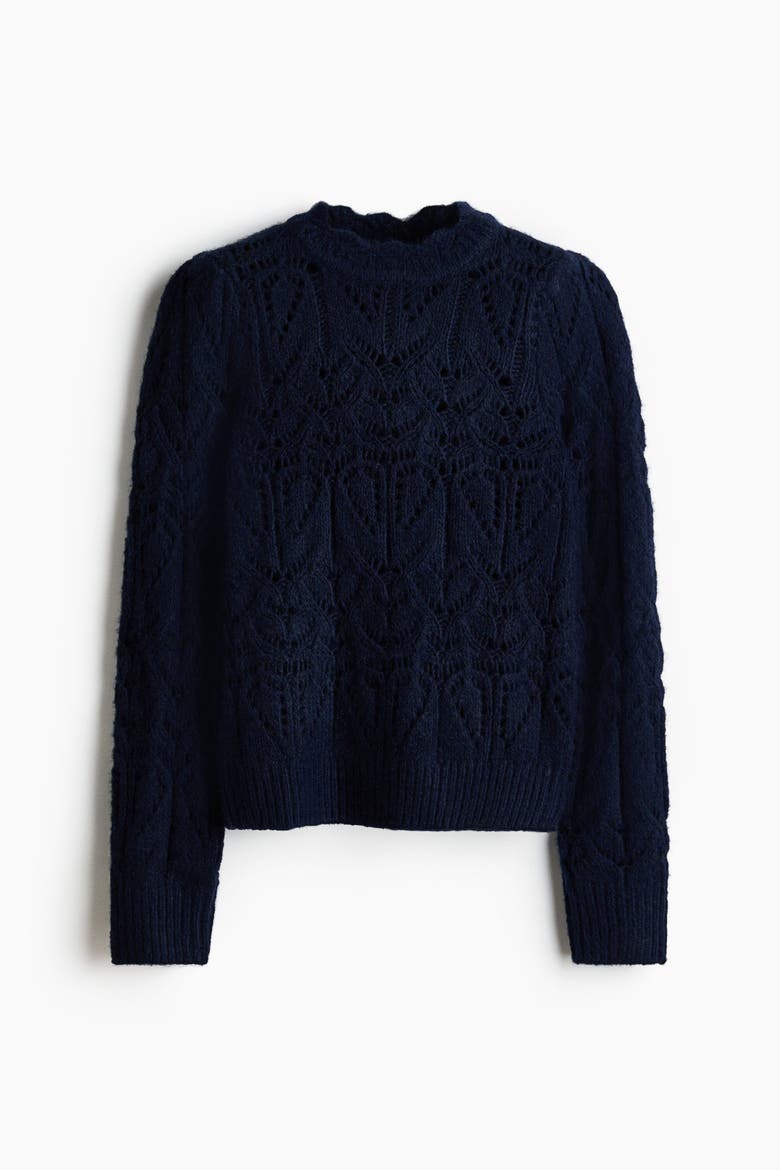 Pointelle-knit Jumper, Alternate, color, Navy blue