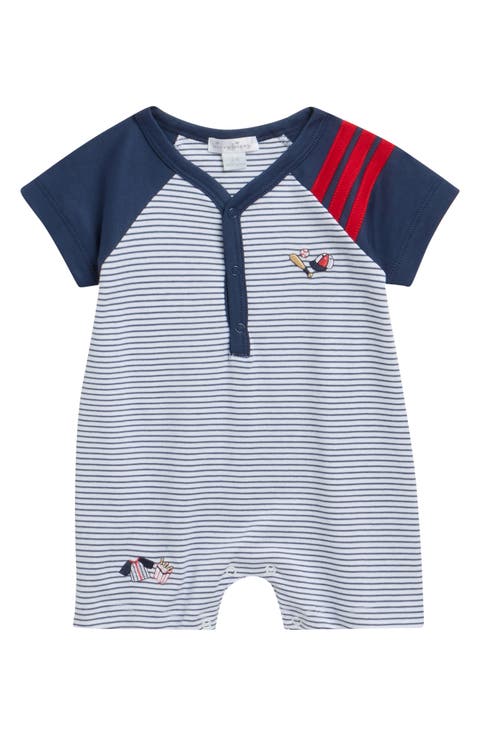 Baseball Embroidered Pima Cotton Romper (Baby)