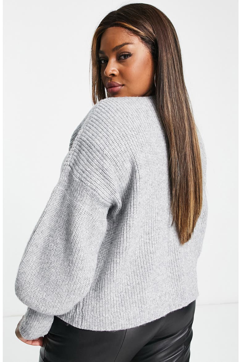 Curve Balloon Sleeve Cardigan, Alternate, color, GREY