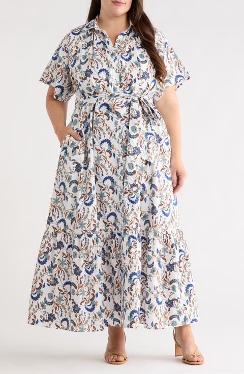 Ralston Floral Cotton Maxi Shirtdress (Plus)