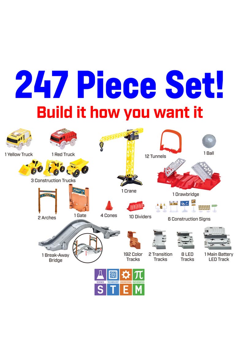 Snap Trax Construction Set Race Tracks and LED Toy Cars, Alternate, color, Multi Color