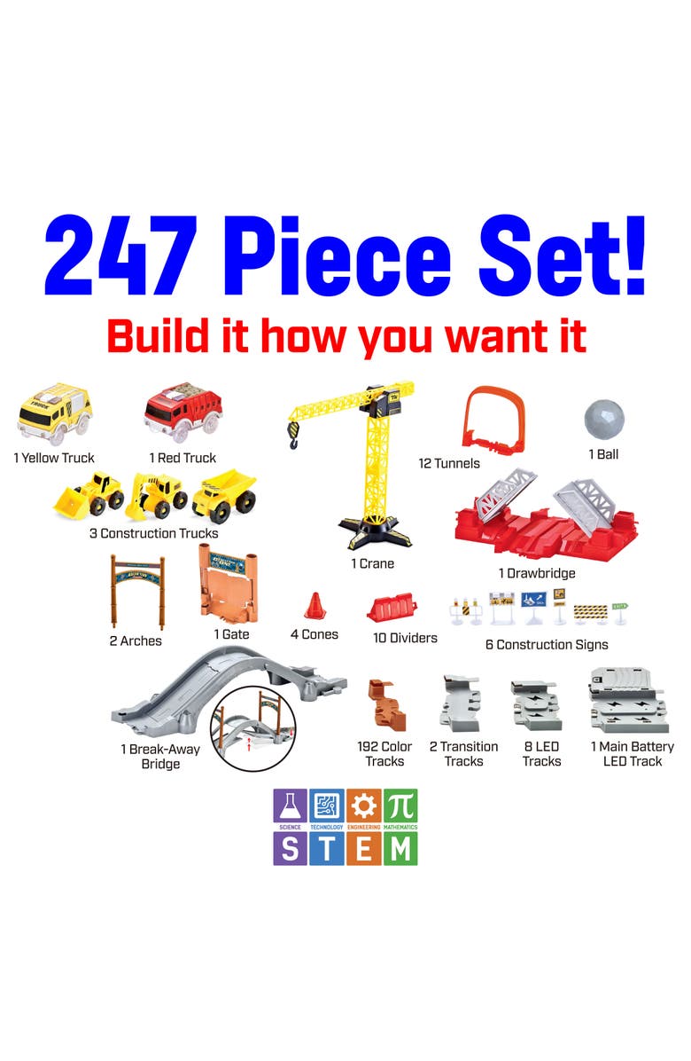 USA Toyz Snap Trax Construction Set Race Tracks and LED Toy Cars, Alternate, color, Multi Color