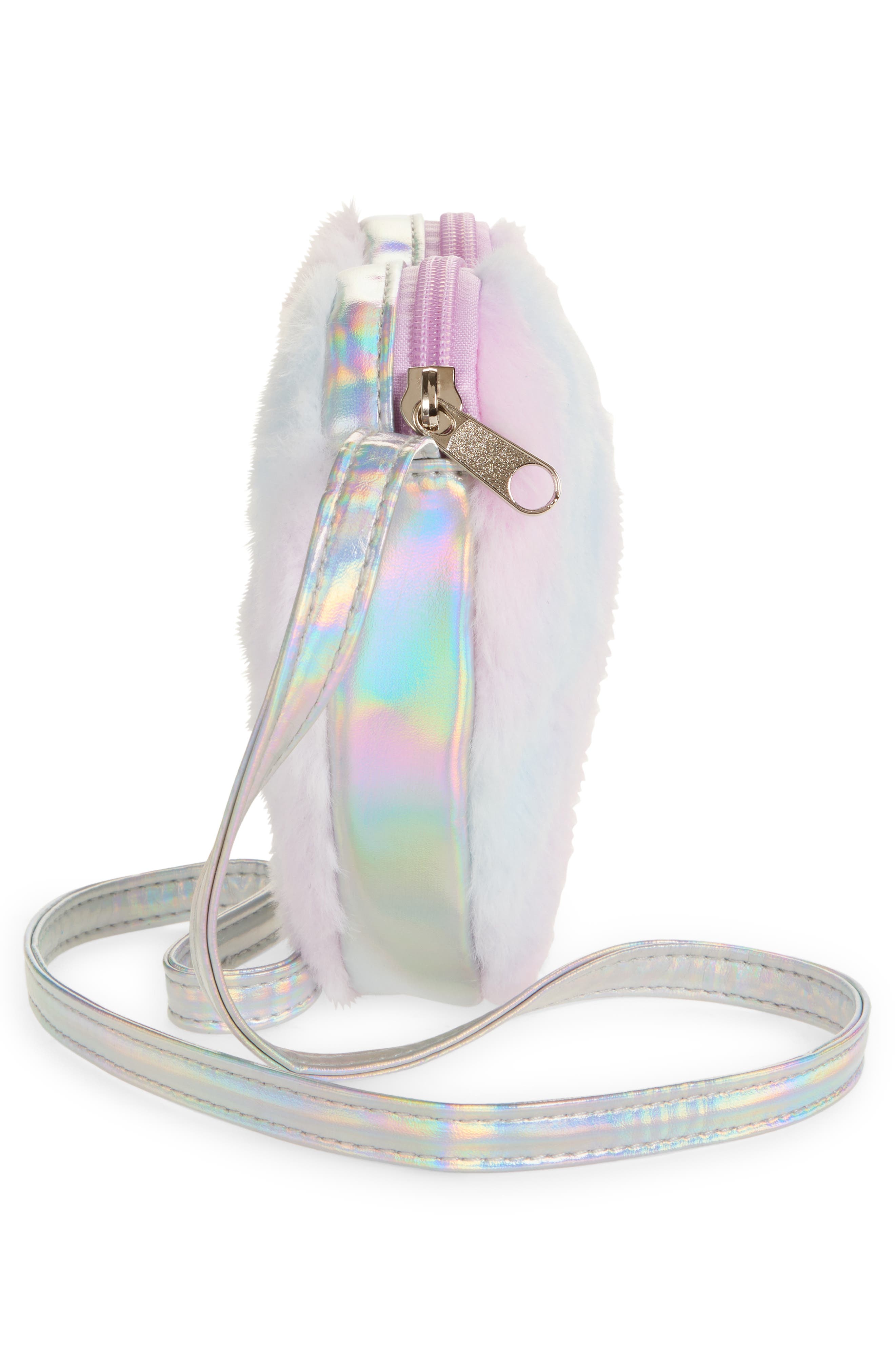 Capelli New York Kids' Faux Fur Heart Crossbody Bag, Alternate, color, Cool Combo