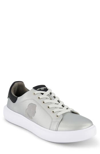 Karl Lagerfeld Paris Embroidered Karl Sneaker In Silver