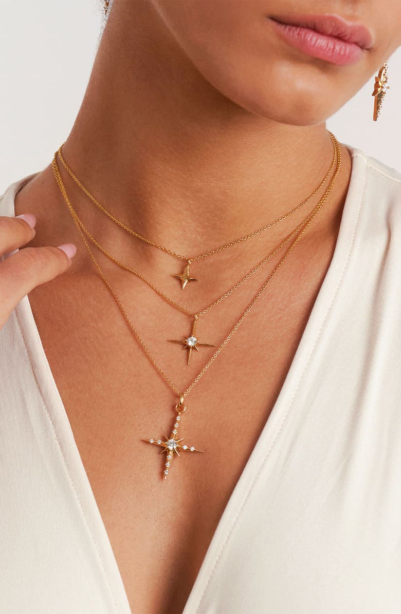 Oak & Luna Northern Star Necklace, Alternate, color, Gold Vermeil