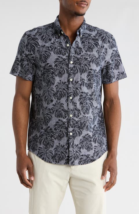 Print Short Sleeve Button-Up Shirt