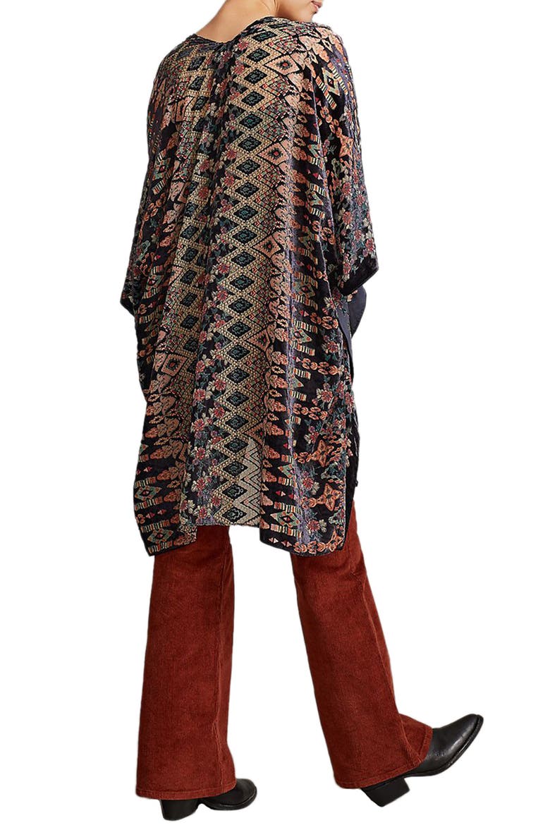 Velvet Geometric Duster, Alternate, color, BLACK