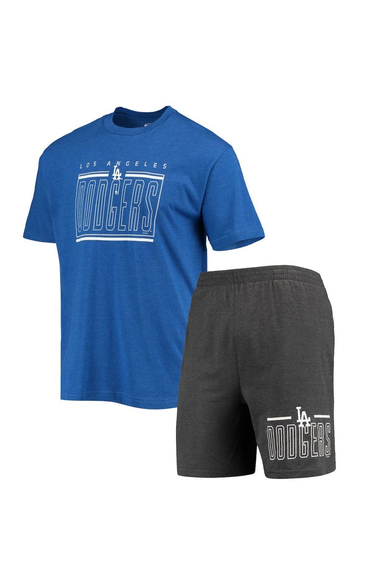 CONCEPTS SPORT Men's Concepts Sport Charcoal/Royal Los Angeles Dodgers Meter T-Shirt and Shorts Sleep Set, Main, color,