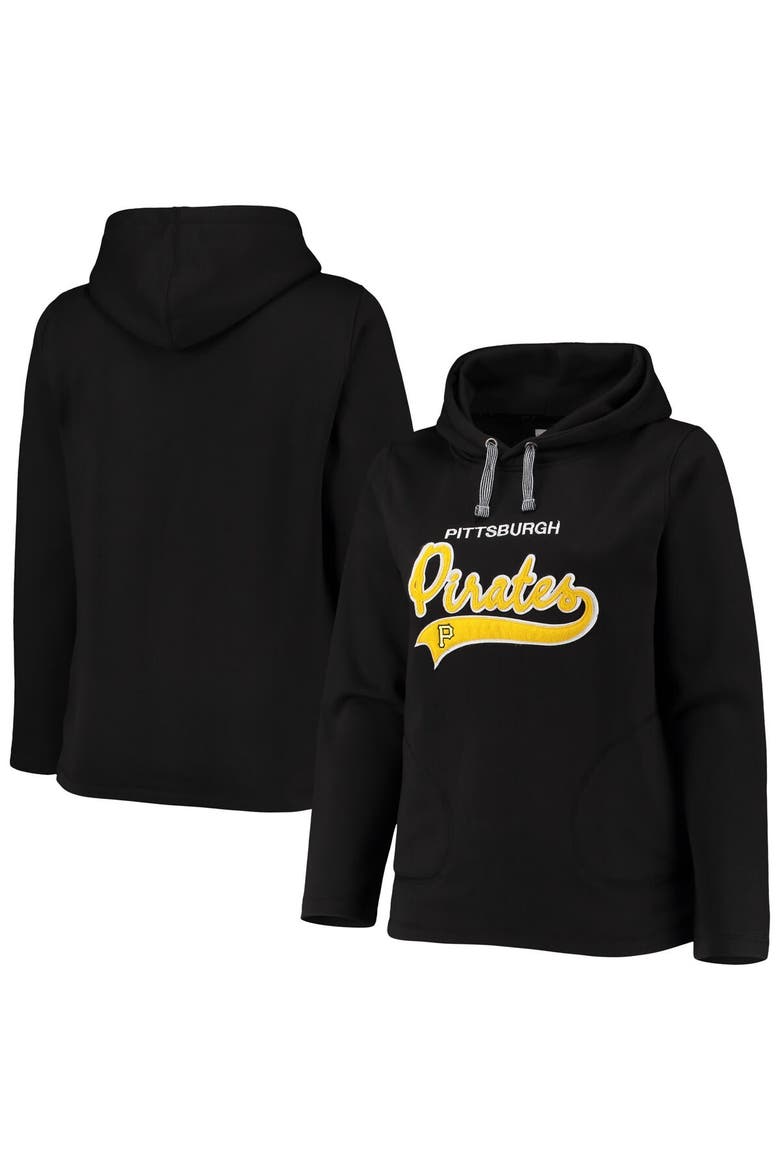 Women's Soft as a Grape Black Pittsburgh Pirates Plus Size Side Split Pullover Hoodie, Main, color, Black