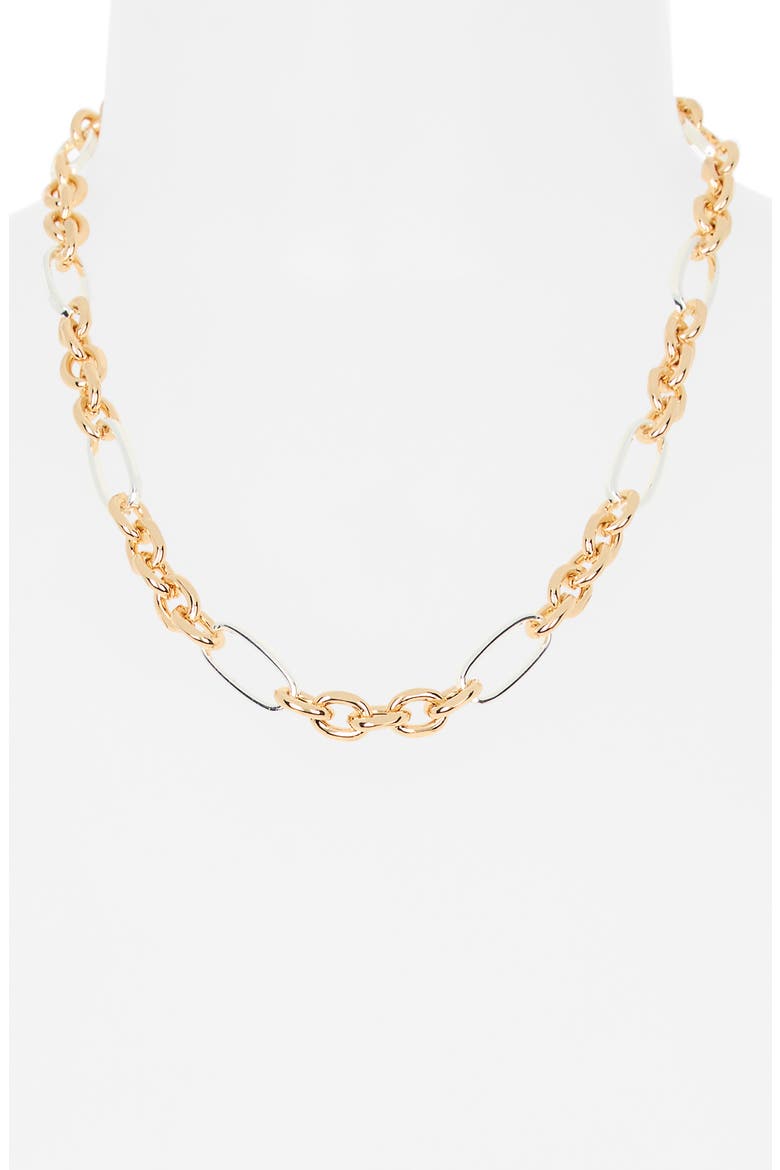 Two-Tone Chain Link Necklace, Alternate, color, GOLD- SILVER