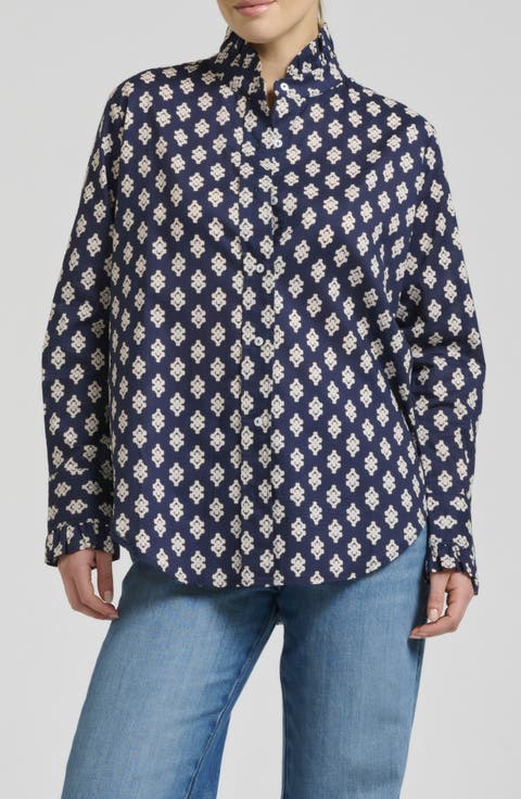 Ruffle Collar Cotton Shirt