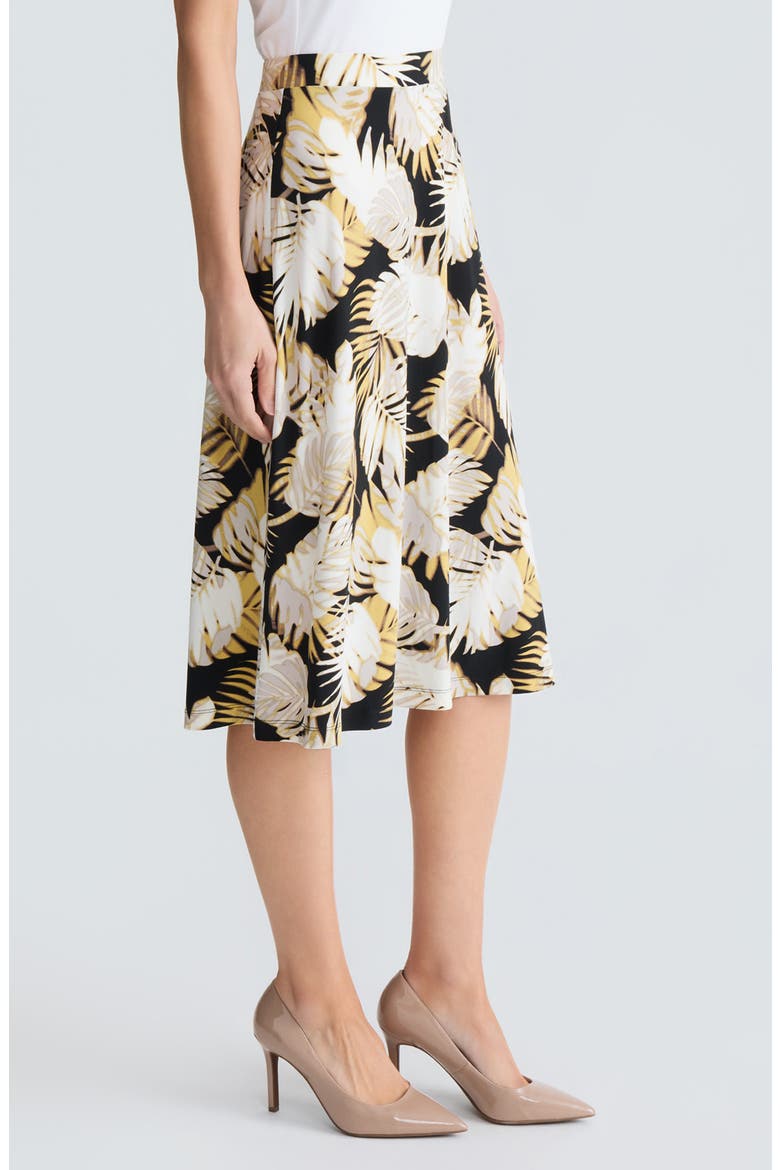 Palm Print Knit Midi Skirt, Alternate, color, BLACK MULTI