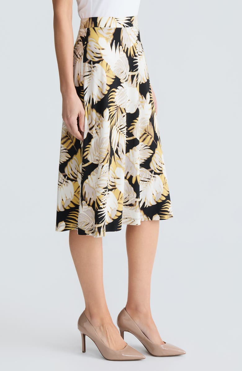 KASPER Palm Print Knit Midi Skirt, Alternate, color, Black Multi