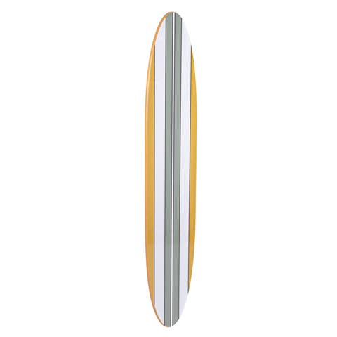 65.5 Inches Reclaimed Wood Striped Surfboard Wall Décor, Multicolor