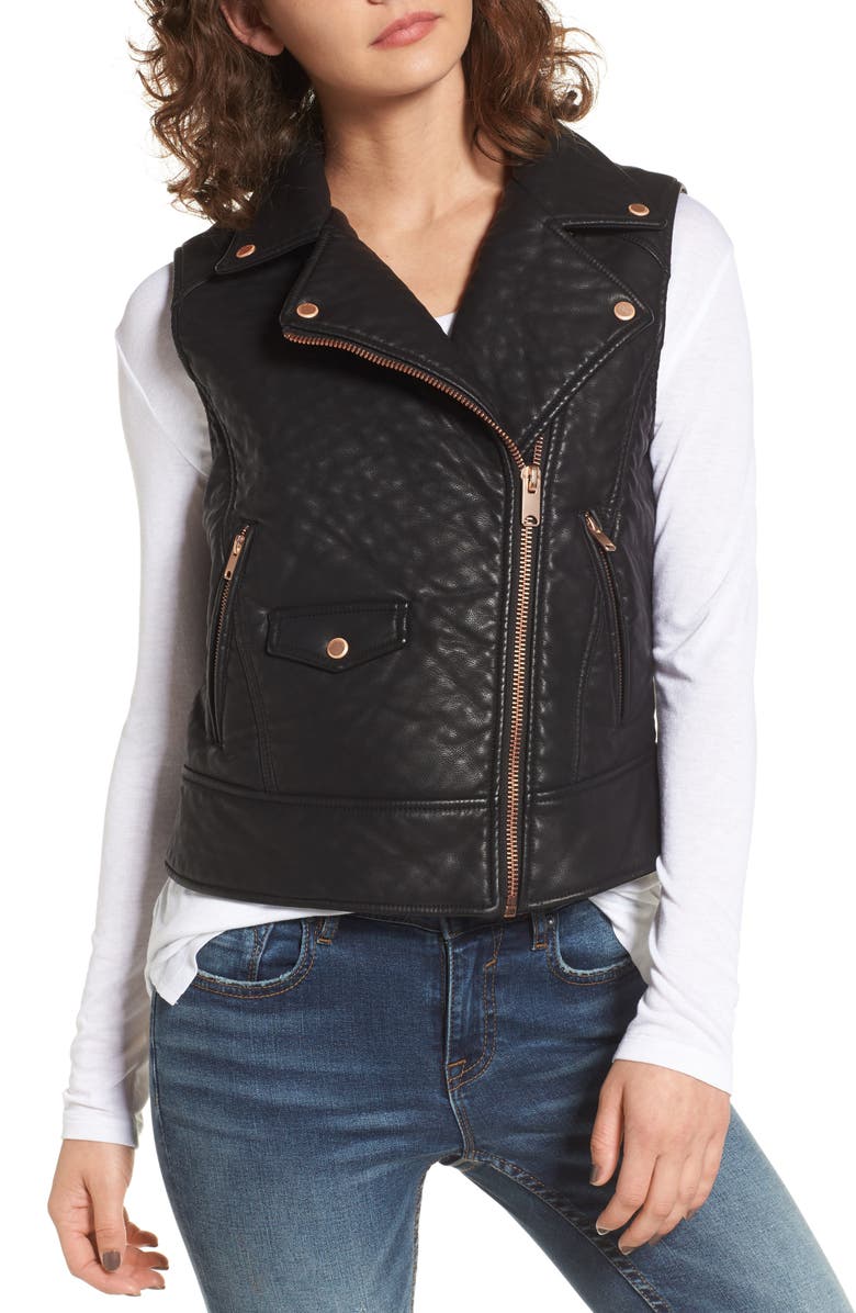 Marc New York Andrew Marc Billie Faux Leather Vest, Alternate, color,