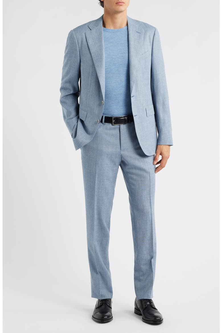 Capri Trim Fit Light Blue Wool Blend Mélange Suit, Main, color, LIGHT BLUE