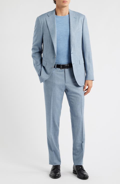 Capri Trim Fit Light Blue Wool Blend Mélange Suit