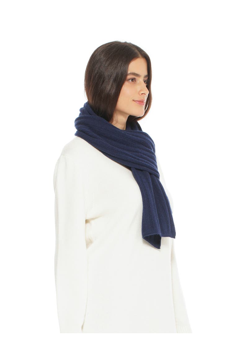 Pure Cashmere Plush-Ribbed Scarf, Alternate, color, Melange Blue