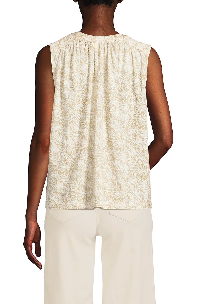 Lands' End Linen Blend Notch Neck Swing Tank Top, Alternate, color, Champagne Leaf Scroll