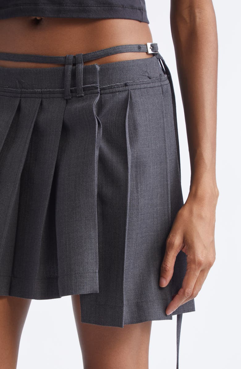 Acne Studios Ipleat Belted Pleated Miniskirt, Alternate, color, Dark Grey