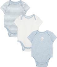 Little Me Kids' Blue Bear Assorted 3-Pack Cotton Bodysuits