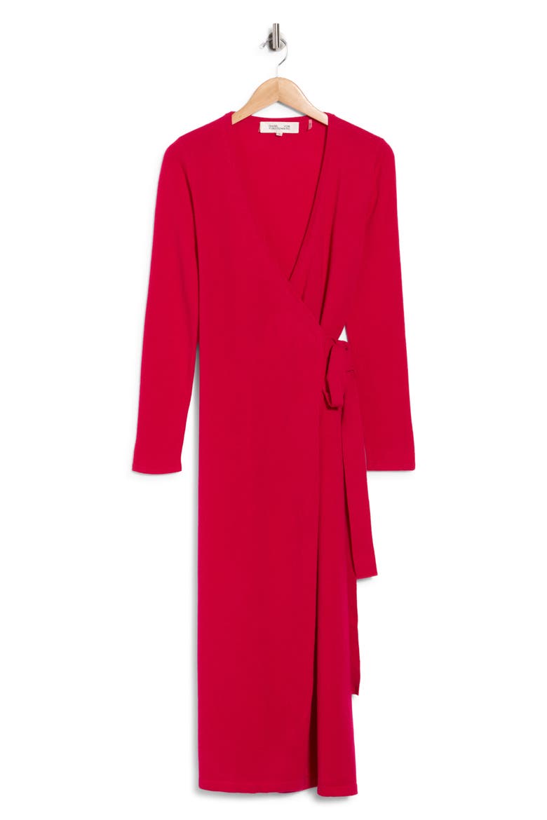 Astrid Long Sleeve Wool & Cashmere Wrap Sweater Dress, Main, color, BEET PINK