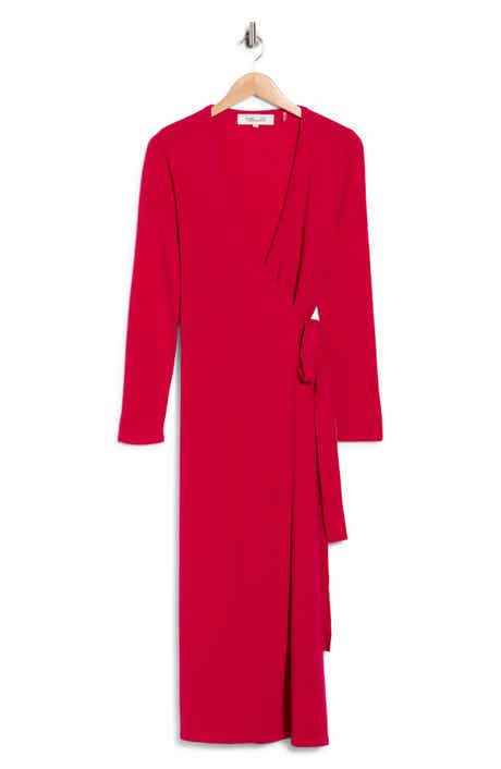 Astrid Long Sleeve Wool & Cashmere Wrap Sweater Dress