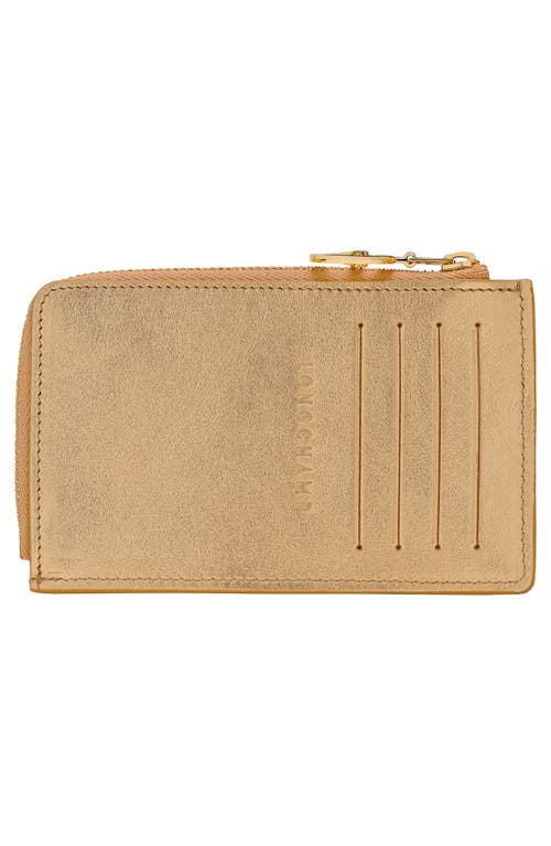 Longchamp Le Pliage Xtra Gold Leather Card Case In Gold