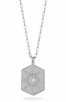 Cubic Zirconia Starburst Medallion Pendant Necklace