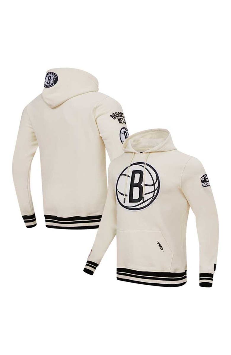 PRO STANDARD Men's Pro Standard Cream Brooklyn Nets Retro Classic Fleece Pullover Hoodie, Alternate, color,