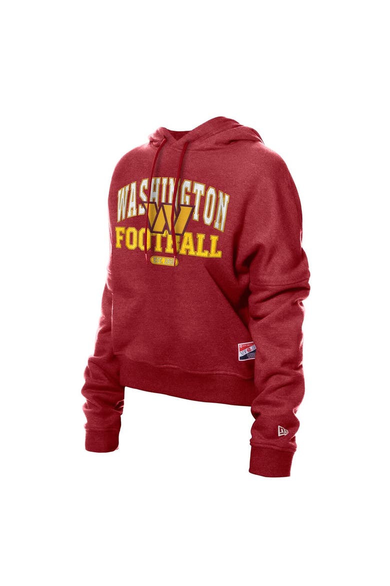 Women's New Era Burgundy Washington Commanders Throwback Boxy Hoodie Sweatshirt, Alternate, color, Burgundy