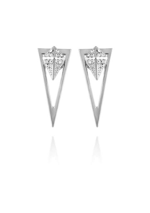Cubic Zirconia V-Jacket Earrings