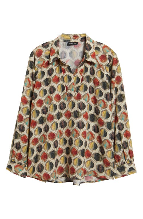 Apny Print Long Sleeve Top In Multi