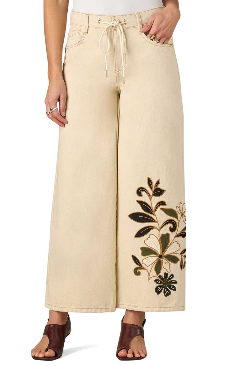 Wit & Wisdom 27/24 Flower Appliqué High Waist Wide Leg Jeans, Main, color, 