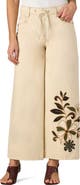 Wit & Wisdom 27/24 Flower Appliqué High Waist Wide Leg Jeans