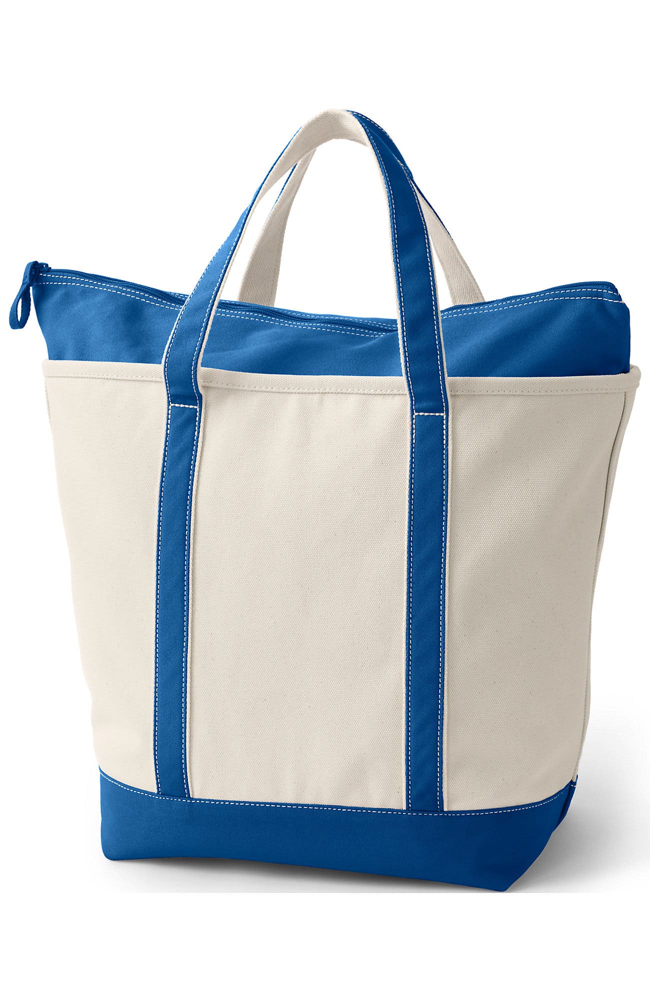Zip Top Canvas Tote Bag, Alternate, color, Natural/Beacon Blue
