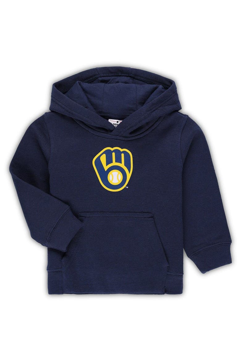 Toddler Navy Milwaukee Brewers Team Primary Logo Fleece Pullover Hoodie, Main, color, Navy