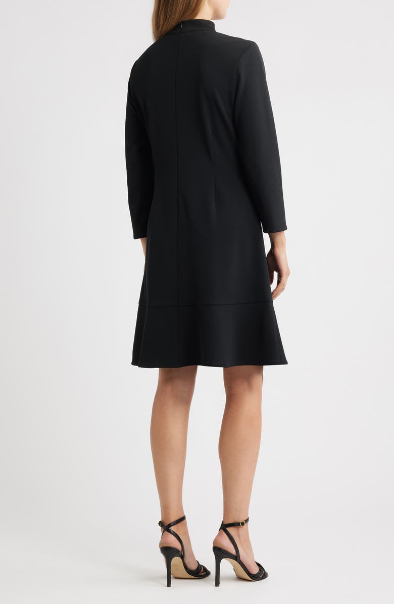 Ming Wang Long Sleeve Stretch Crepe Fit & Flare Dress, Alternate, color,